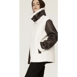 Unreal Fur Sherpa Leather Aviator Jacket